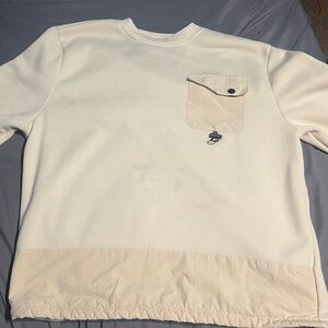 Cream and Tan Long Sleeve Shirt with Pocket